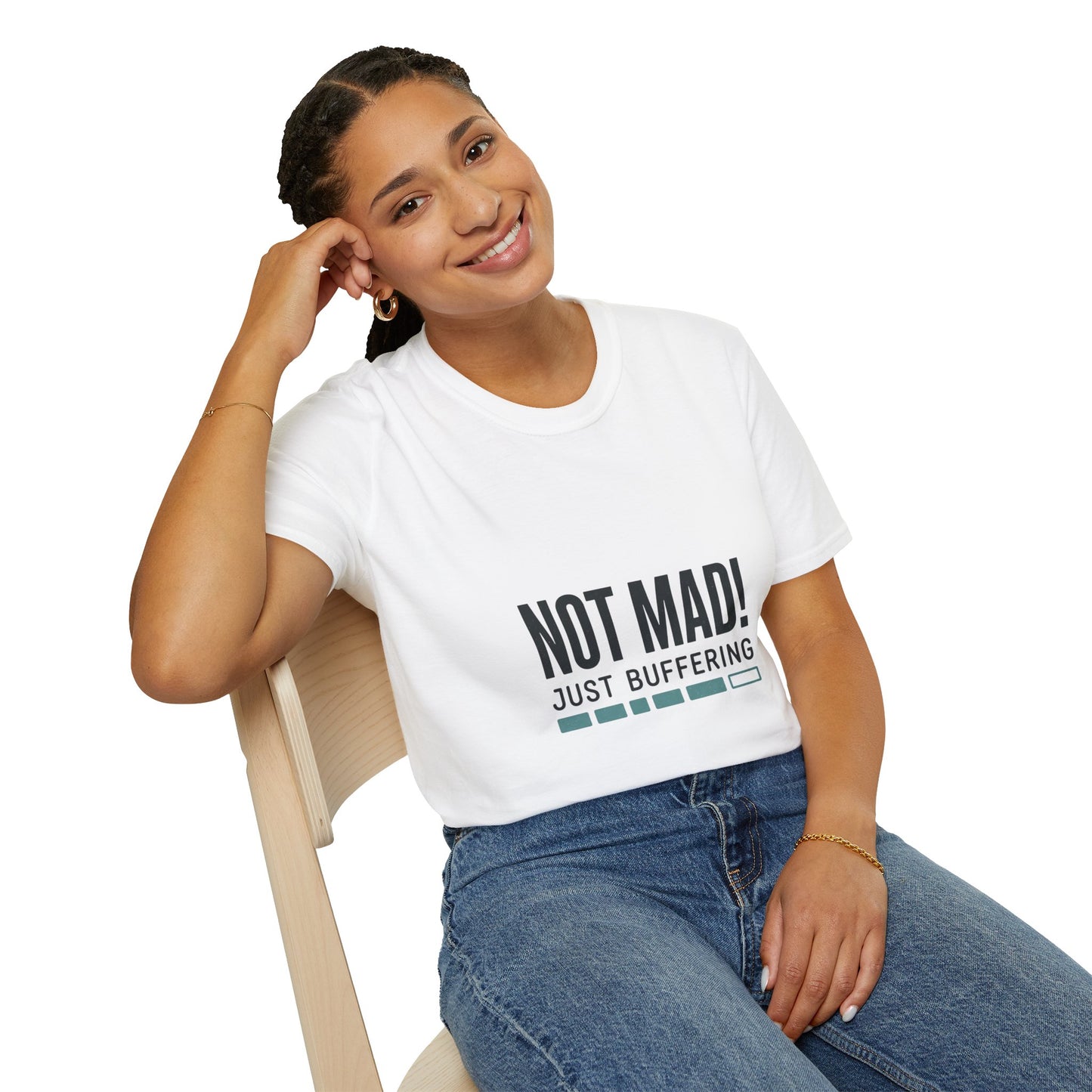 T‑Shirt — "Not Mad! Just Buffering" Humorous Tech Tee