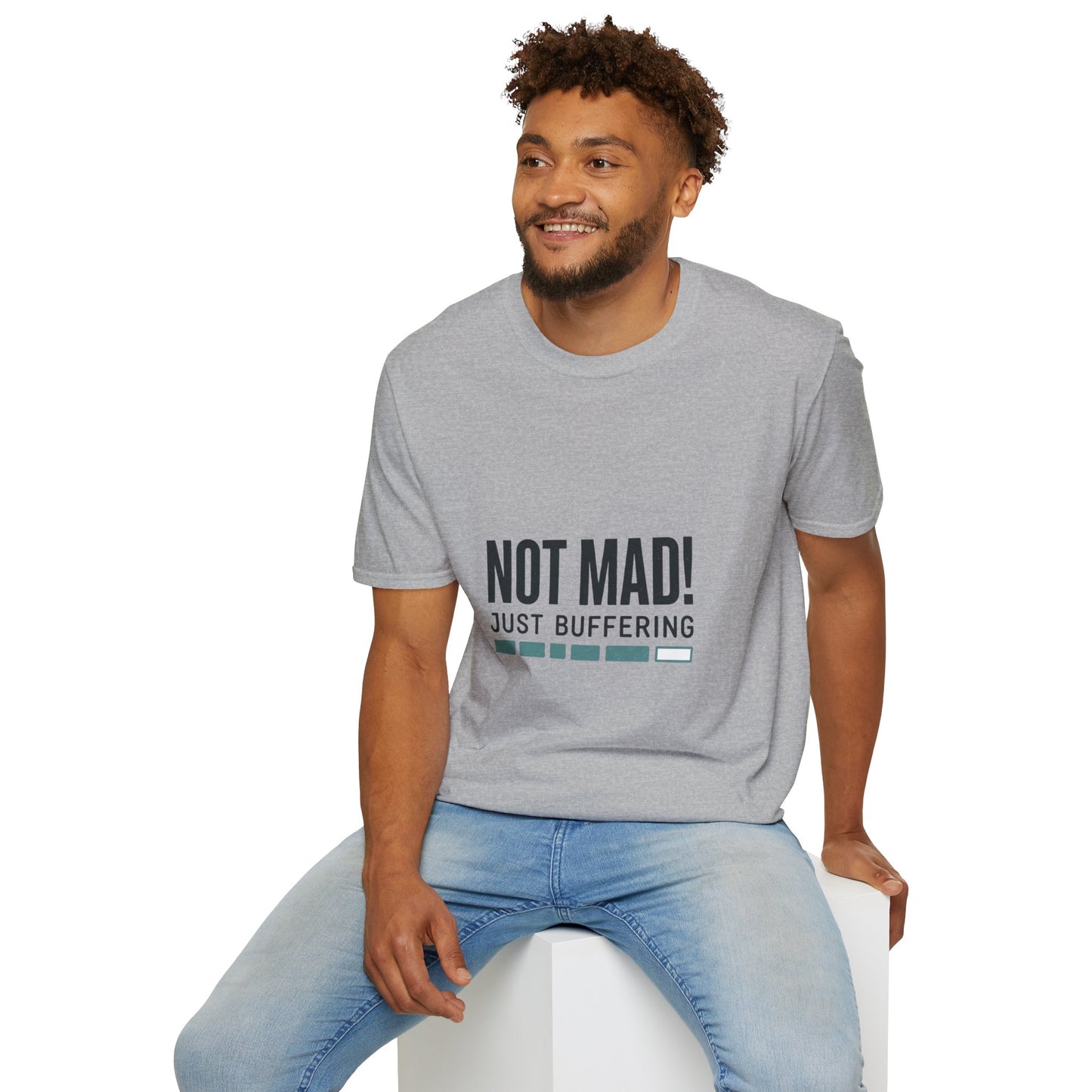 T‑Shirt — "Not Mad! Just Buffering" Humorous Tech Tee