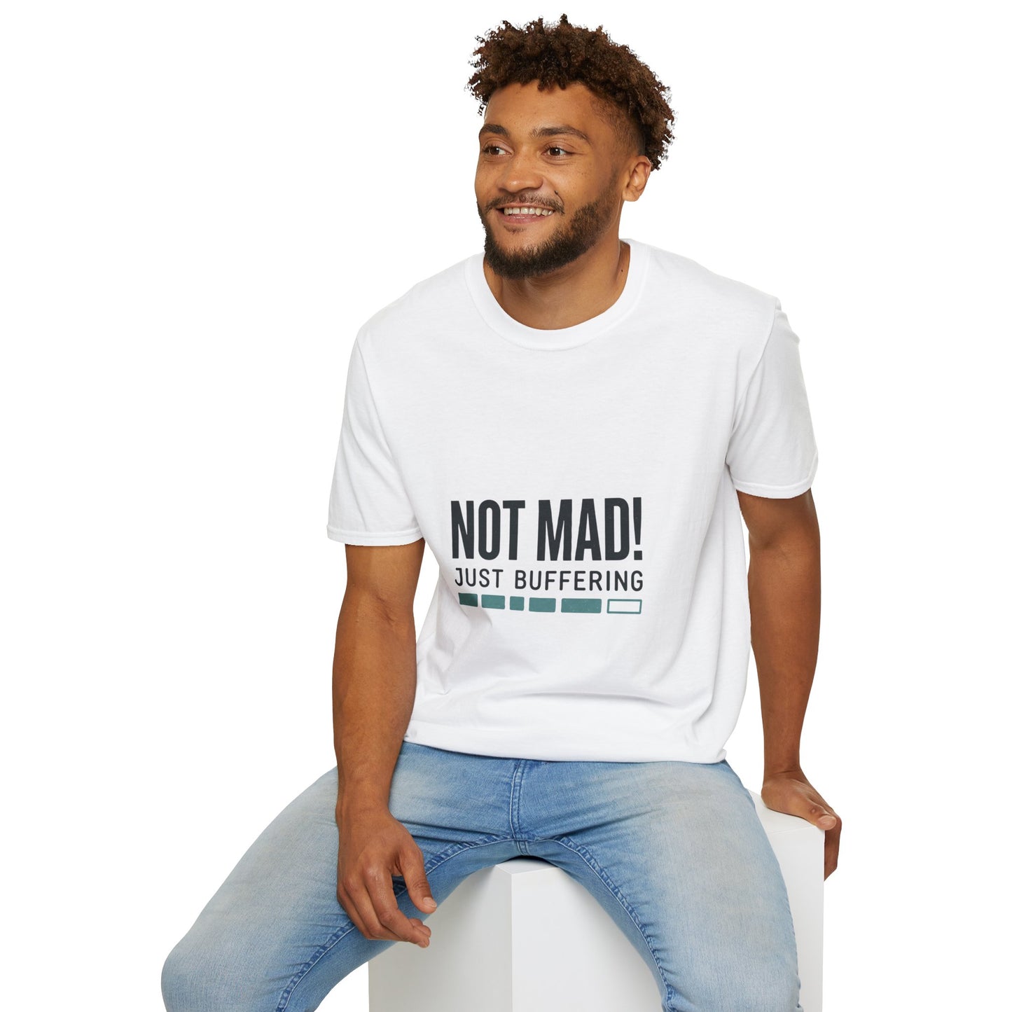 T‑Shirt — "Not Mad! Just Buffering" Humorous Tech Tee