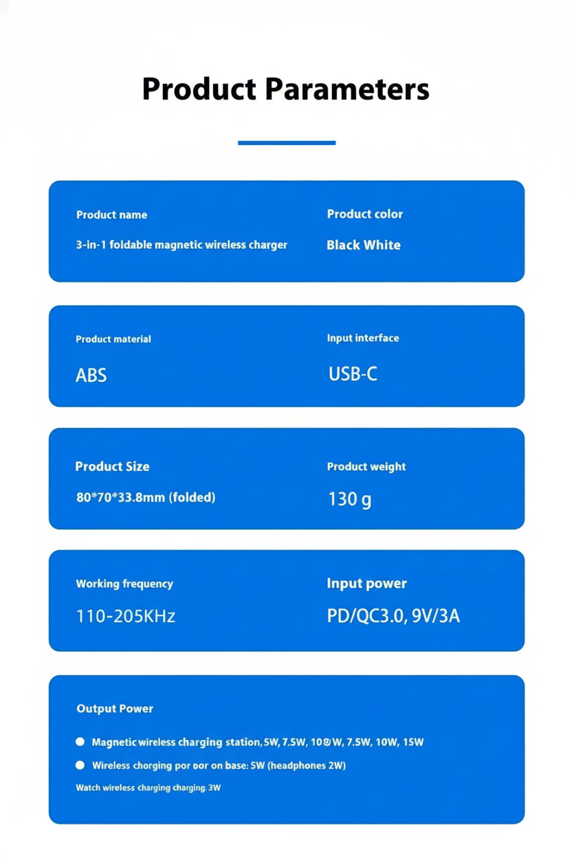 Foldable 15W 3-IN-1 Wireless Charging Station