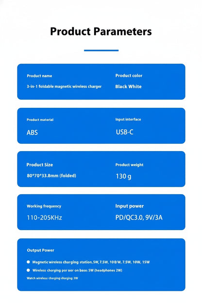 Foldable 15W 3-IN-1 Wireless Charging Station
