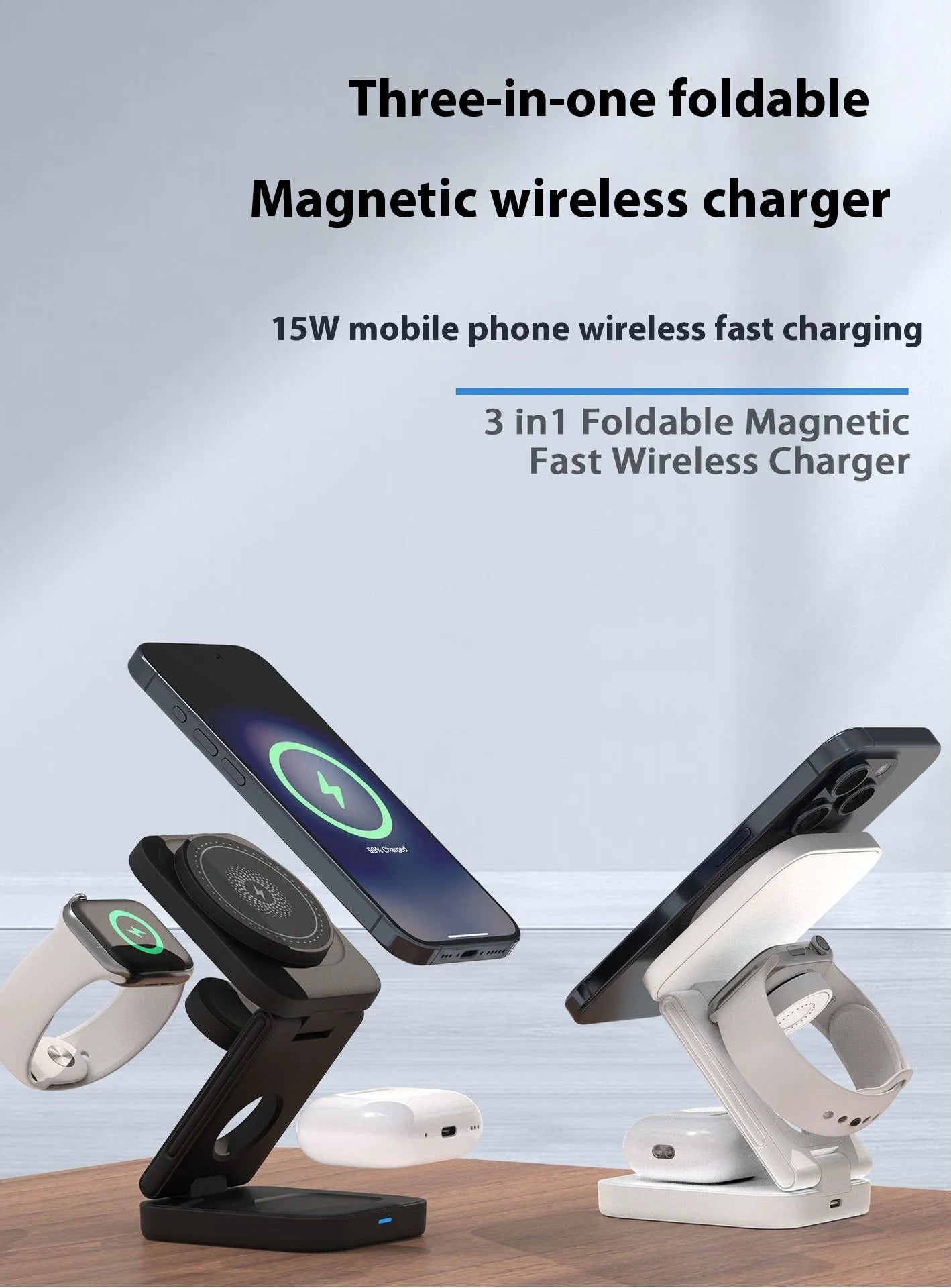 Foldable 15W 3-IN-1 Wireless Charging Station