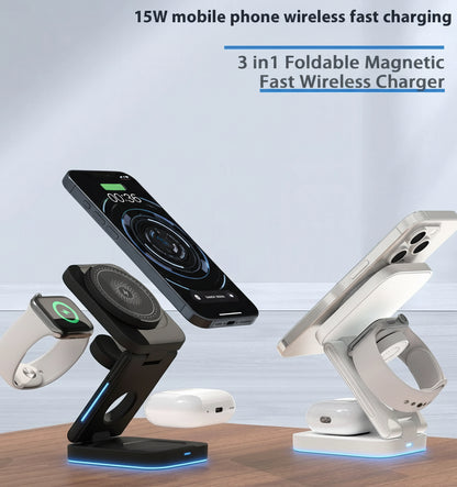Foldable 15W 3-IN-1 Wireless Charging Station